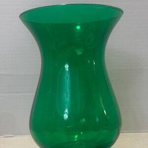 Large Intense Green Vase Optic 10" x 6”Clear Foot Made In Poland